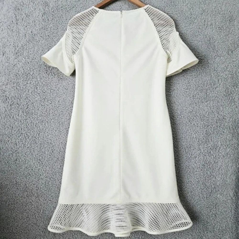 Zac Posen Off White Mini Dress US 2 XS Short Sleeve Graduation Prom Bachelorette - Picture 4 of 15